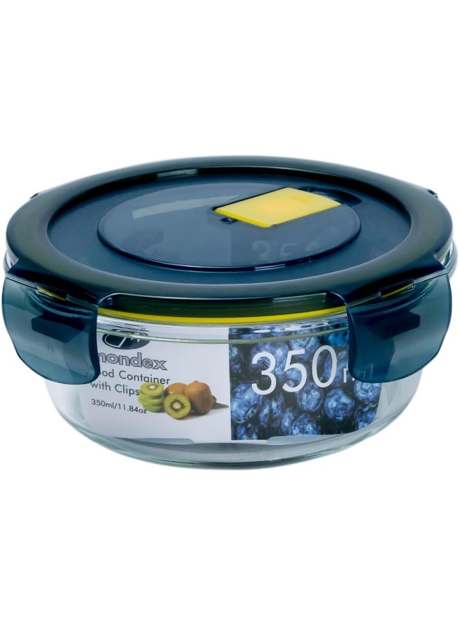 Mondex Borosilicate Glass Round Food Saver Food Storage Container Lunchbox With 353Ml Capacity, Openable And Secure Air Vent, Silicone Seal, Plastic Lid  - Image 2