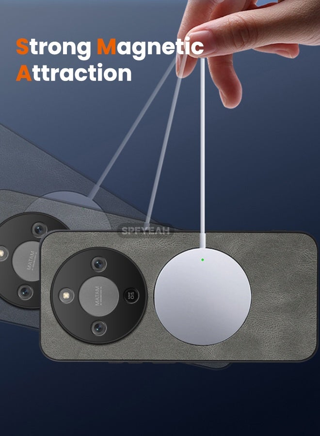 SPFYEAH [2-in-1] Honor X9D 5G Case with HD Screen Protector, Slim Light Luxury Business PU Leather Shockproof Magnetic Case Cover for Honor X9d 5G 6.79 inch, Grey - Image 3