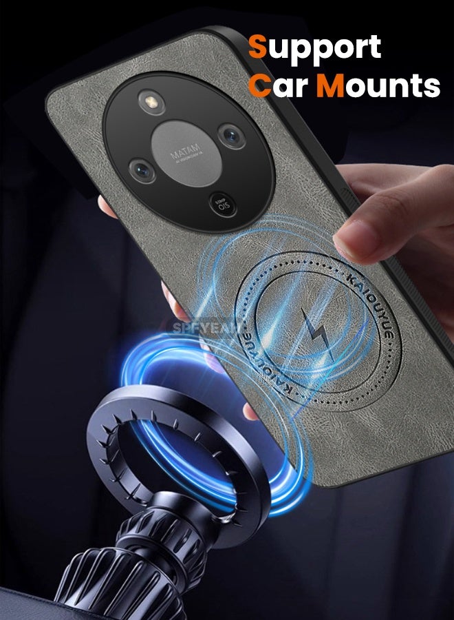 SPFYEAH [2-in-1] Honor X9D 5G Case with HD Screen Protector, Slim Light Luxury Business PU Leather Shockproof Magnetic Case Cover for Honor X9d 5G 6.79 inch, Grey - Image 4