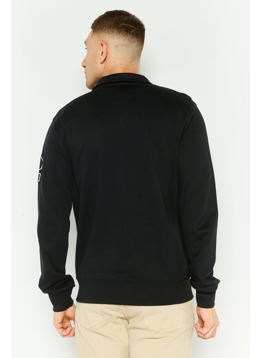La Martina Men High Neck Long Sleeve Embroidered Logo Sweatshirt, Black  - Image 4