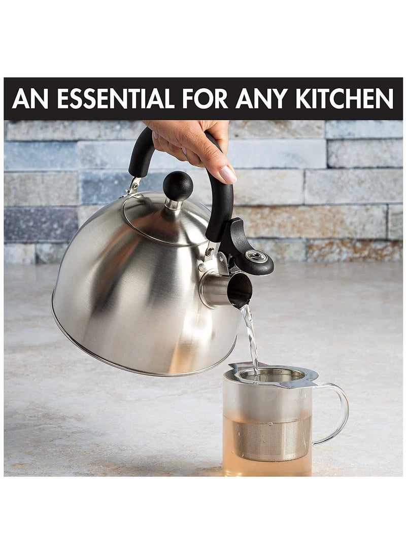 Tea Kettle, Stainless Steel Teapot with Heat-resistant Handle, Whistling Stovetop for Home