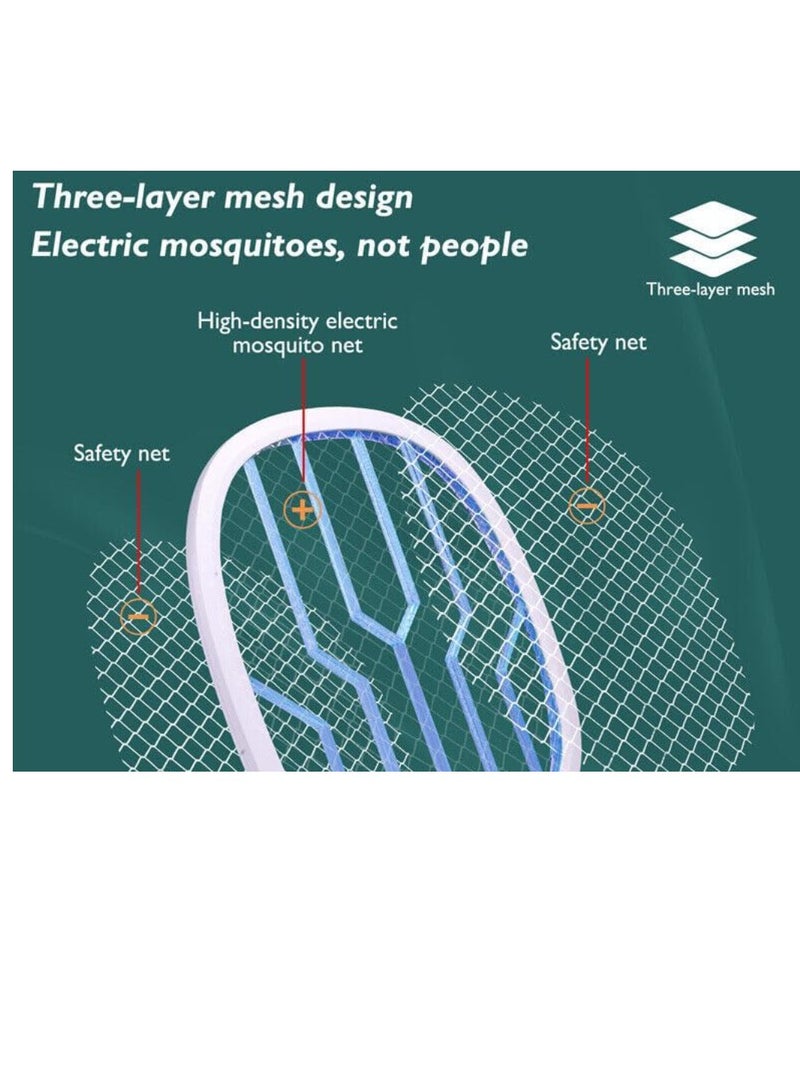 Yuwell 2 In 1 Electric Fly Swatter Mosquito Killer Bat Mosquitoes Lamp Racket Pest Killer USB Rechargeable Bug Zapper With Grid 3-Layer Mesh Insect Killer Electric Fly Trap For Home And Outdoor Pest Control - Image 2