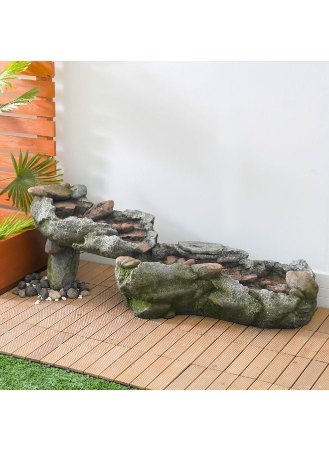 DANUBE HOME - Modern Fountain Made of Polyresin Natural Flowing Water Meditation Modern Design Zen Water Falls Decor For Home Office | Decorative Outdoor Fountain Floor Standing Design Outdoor Decor For Garden Patio Backyard - Image 1