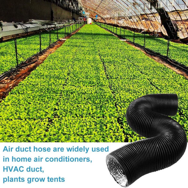 YIJUHOU 4 Inch 8FT Dryer Vent Hose, Flexible Air Ducting for Clothes Dryer Grow Tent Exhaust Fan, with 2 Clamps (Black) - Image 4