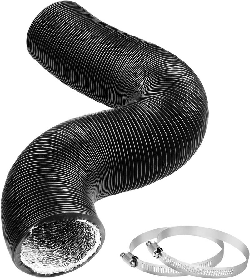 YIJUHOU 4 Inch 8FT Dryer Vent Hose, Flexible Air Ducting for Clothes Dryer Grow Tent Exhaust Fan, with 2 Clamps (Black) - Image 1