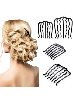 Patelai 4 Piece Hair Fork Clip Vintage Hair Side Combs U Shape Teeth Alloy Paint Hair Pin Hair Clip Stick Includes Small and Large Hair Side Combs Updo Combs Hairstyle Hair Accessories for Women Girls, Black  - Image 1