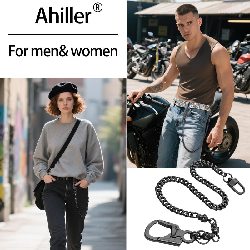Ahiller Skull Pants Chain for Men,25''Heavy Punk Biker Anti-Theft Wallet Chains for Keys,Jeans,Belt Goth Accessories(KLLLT-Gunmetal-1P) - Image 2
