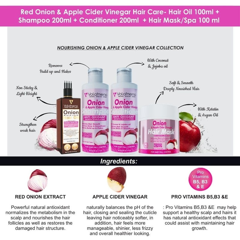 VOLAMENA WITH DEVICE Volamena Onion Oil Hair Fall Control Kit Onion Hair Oil I Onion Hair mask I Onion Shampoo I Hair Conditioner I pack of 4 - Image 3