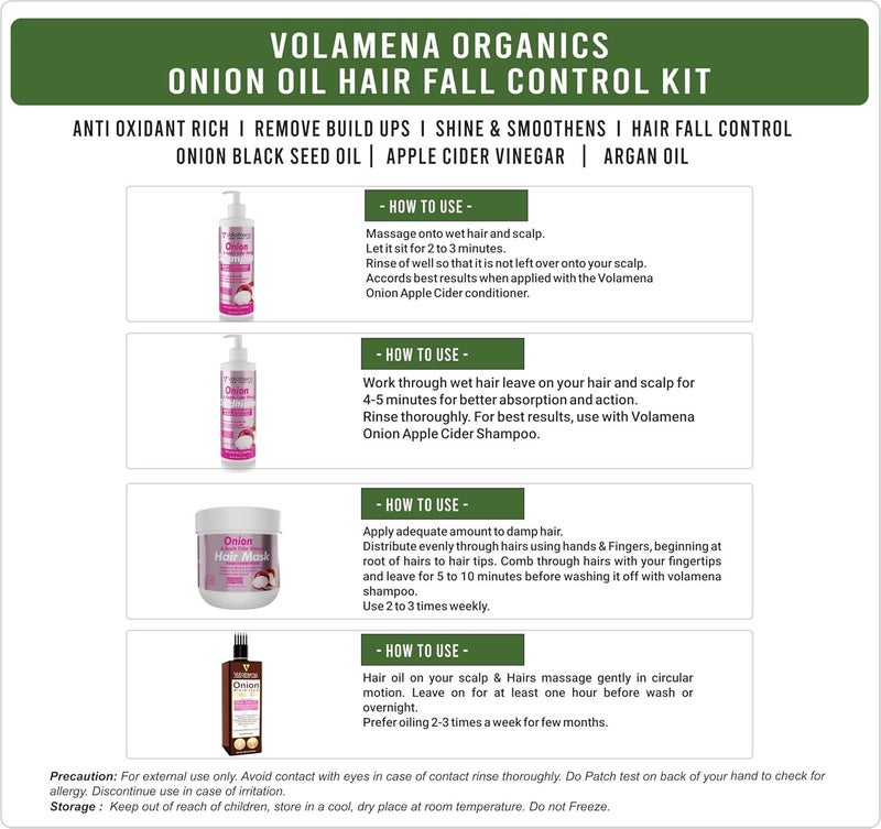 VOLAMENA WITH DEVICE Volamena Onion Oil Hair Fall Control Kit Onion Hair Oil I Onion Hair mask I Onion Shampoo I Hair Conditioner I pack of 4 - Image 5