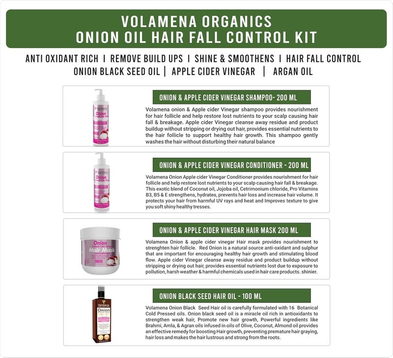 VOLAMENA WITH DEVICE Volamena Onion Oil Hair Fall Control Kit Onion Hair Oil I Onion Hair mask I Onion Shampoo I Hair Conditioner I pack of 4 - Image 4