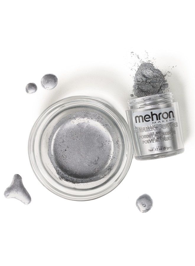 mehron بودرة مكياج معدنية (0.17 أونصة) مع سائل خلط (1 أونصة) (فضي) - Image 2