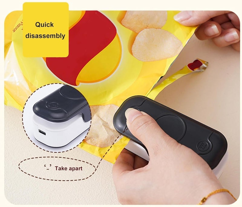 RAMPKD Mini Bag Sealer Machine 2 in 1 Heat Sealer with Cutter Bag Sealer with Cutter Portable Resealer Food Sealing Machine Mini Sealing Machine for Plastic Bags Food Storage Snacks Black - Image 4