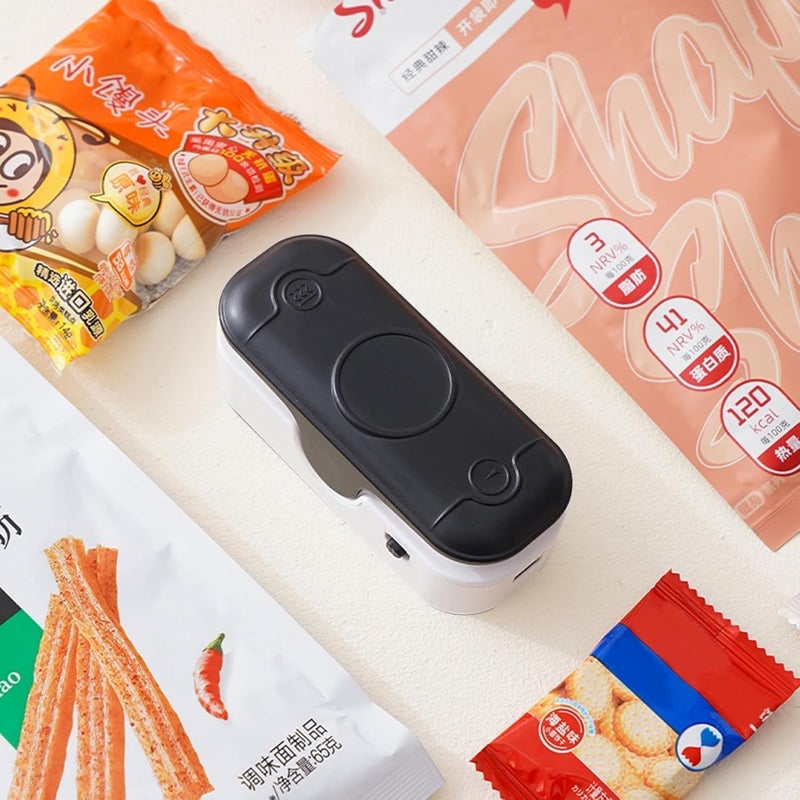 RAMPKD Mini Bag Sealer Machine 2 in 1 Heat Sealer with Cutter Bag Sealer with Cutter Portable Resealer Food Sealing Machine Mini Sealing Machine for Plastic Bags Food Storage Snacks Black - Image 5