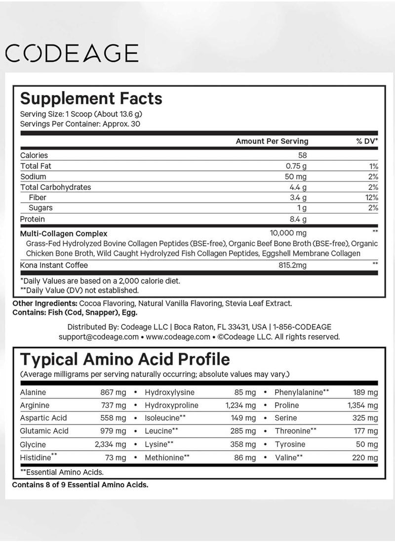 Codeage - Multi Collagen Peptides Mocha - 14.39 oz - Image 1