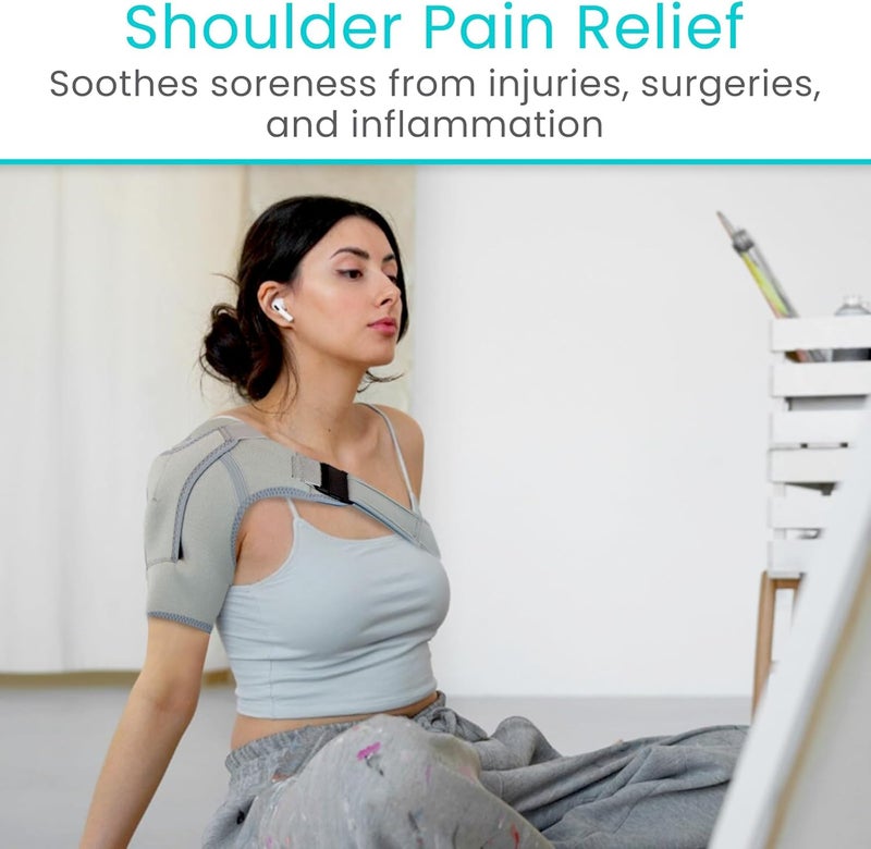 Vive Shoulder Brace for Women  Injury Recovery Compression Support Sleeve  for Rotator Cuff Injuries Arthritis Sprain Dislocation PT  Targeted Inflammation Pain Relief Grey Medium - Image 4