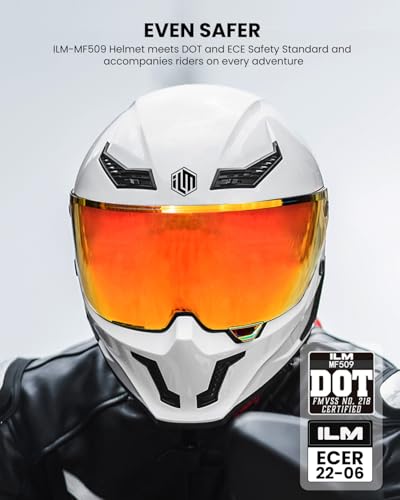 ILM Motorcycle Helmets for Adult Men Women Full Face DOT ECE Powersports Dual Visor Street Racing Helmet with Pinlock Cascos para Motos Model MF509 Whites M - Image 3