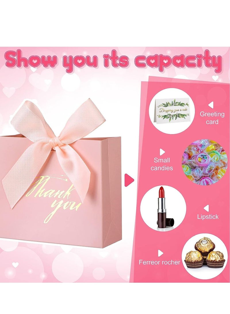 SYOSI Gift Bags, Thank You Party Favor Candy Bags Pure Pink Paper Gift Boxes Mini Paper Gift Bags with Pink Bow Ribbon Decor for Wedding, Bridal Baby Shower (9 Pcs 4.53 x 1.77 x 3.94 Inches) - Image 5