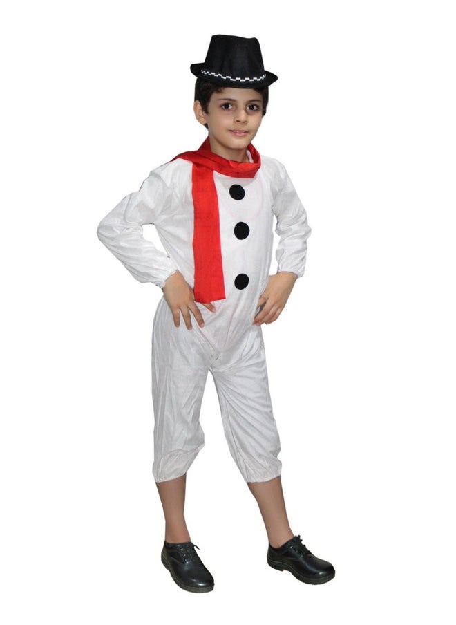 Kaku Fancy Dresses Kaku Fancy Dresses Fairy Tales Snow Man Costume -White & Red, 7-8 Years, For Boys  - Image 1