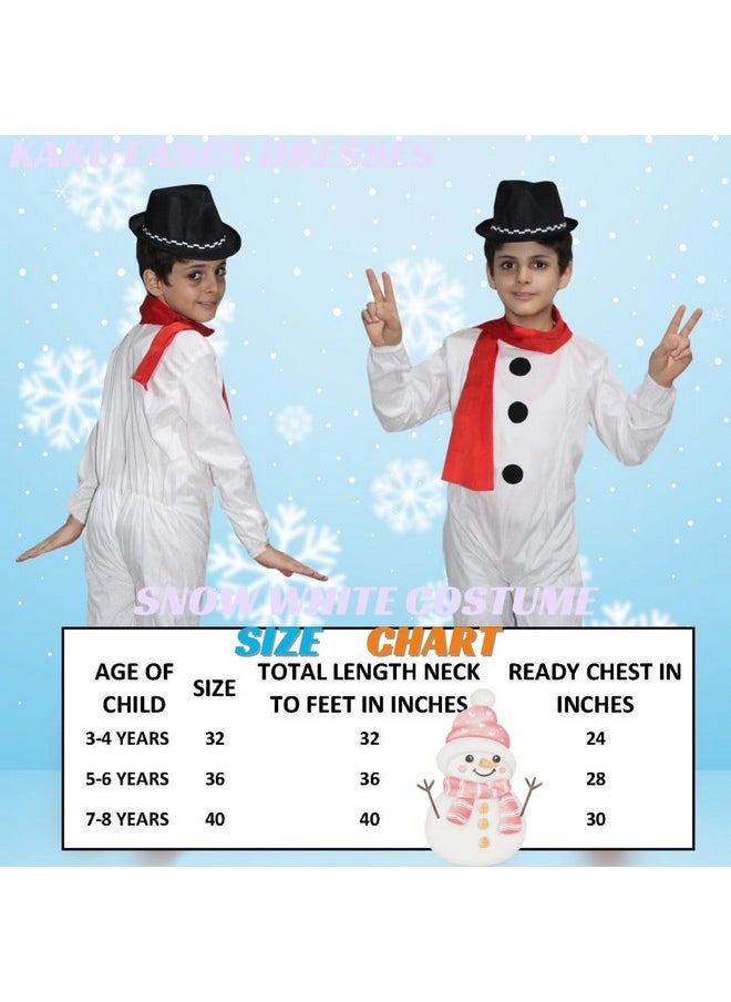 Kaku Fancy Dresses Kaku Fancy Dresses Fairy Tales Snow Man Costume -White & Red, 7-8 Years, For Boys  - Image 4