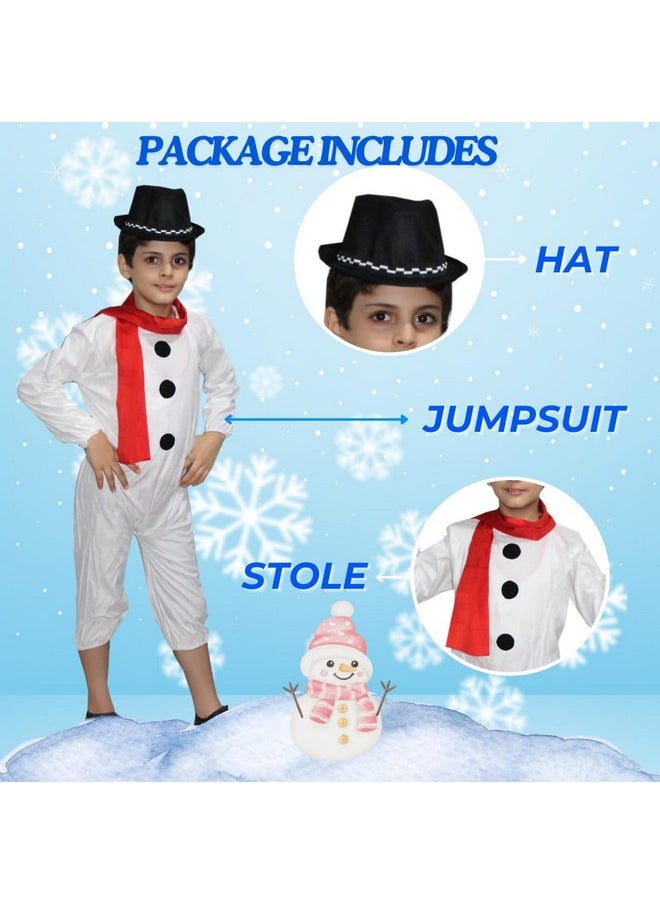 Kaku Fancy Dresses Kaku Fancy Dresses Fairy Tales Snow Man Costume -White & Red, 7-8 Years, For Boys  - Image 3