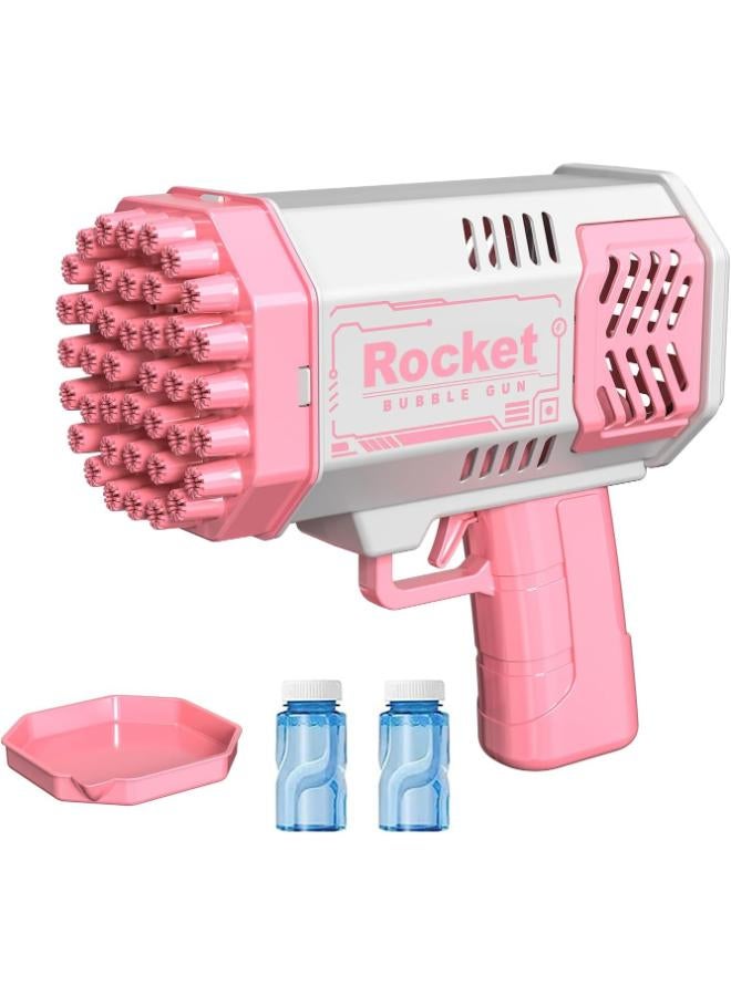 40‑Hole Electric Bubble Bazooka Gun Toy – Pink (Includes 2 Bubble Liquids) - Image 1