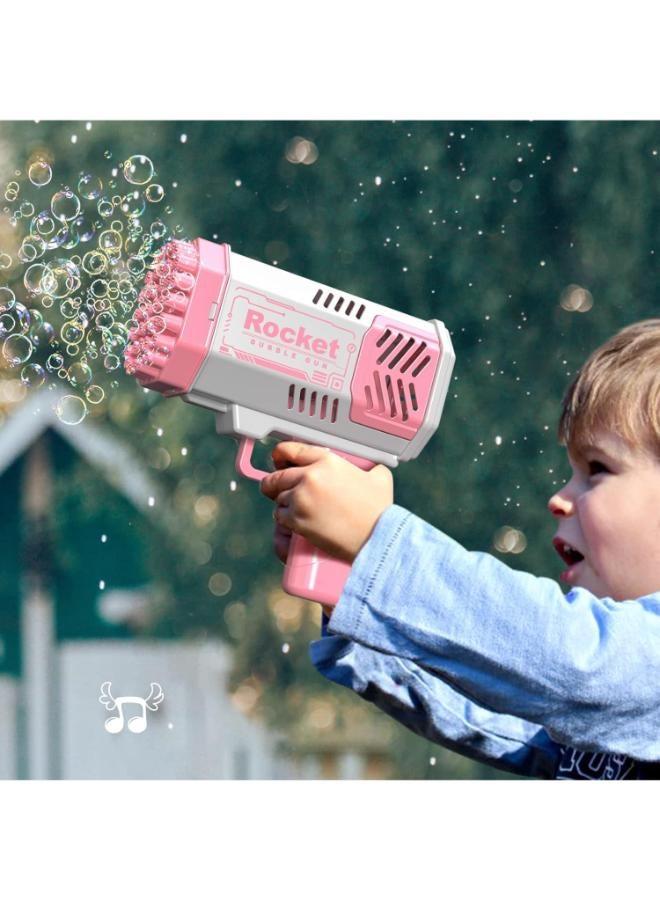 40‑Hole Electric Bubble Bazooka Gun Toy – Pink (Includes 2 Bubble Liquids) - Image 2