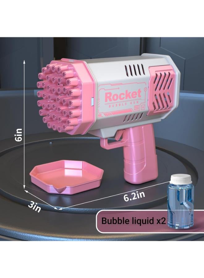 40‑Hole Electric Bubble Bazooka Gun Toy – Pink (Includes 2 Bubble Liquids) - Image 3