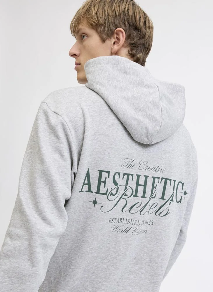 JJ Rebel  Text Print Regular Fit Crew Neck Hoodie for Men | Best Price UAE