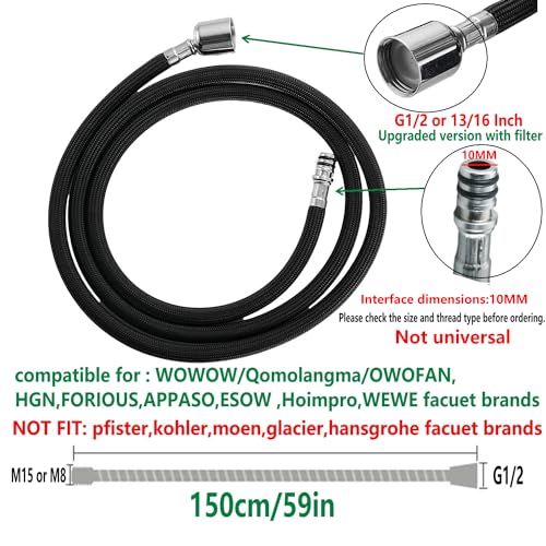 QUAN HUA Pull Down Kitchen Faucet Hose Replacement M151MM X G12360 Rotatable With Quick Connect 59Inch for Pluggable Nylon HoseCompatiblity for WOWOWOWOFANFORIOUSAPPASOWEWE facuet parts - Image 3
