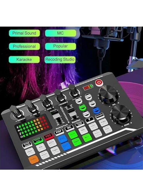 Live Sound Card With Dj Mixer Effects & Voice Changer, Professional Gaming Audio Mixer Soundboard for Pc, Live Streaming, Dj Equipment Set for Beginners (Set 3)