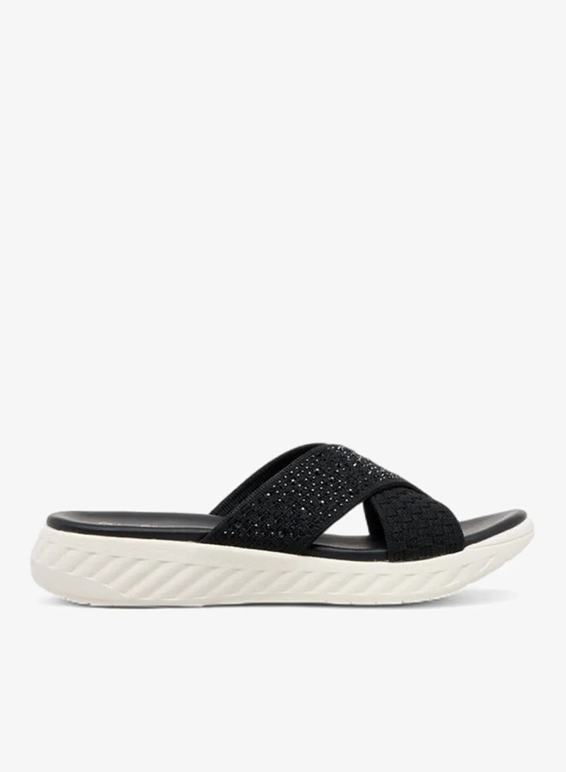 Le Confort BLACK Embellished Cross Strap Sandals for Women | Best Price UAE