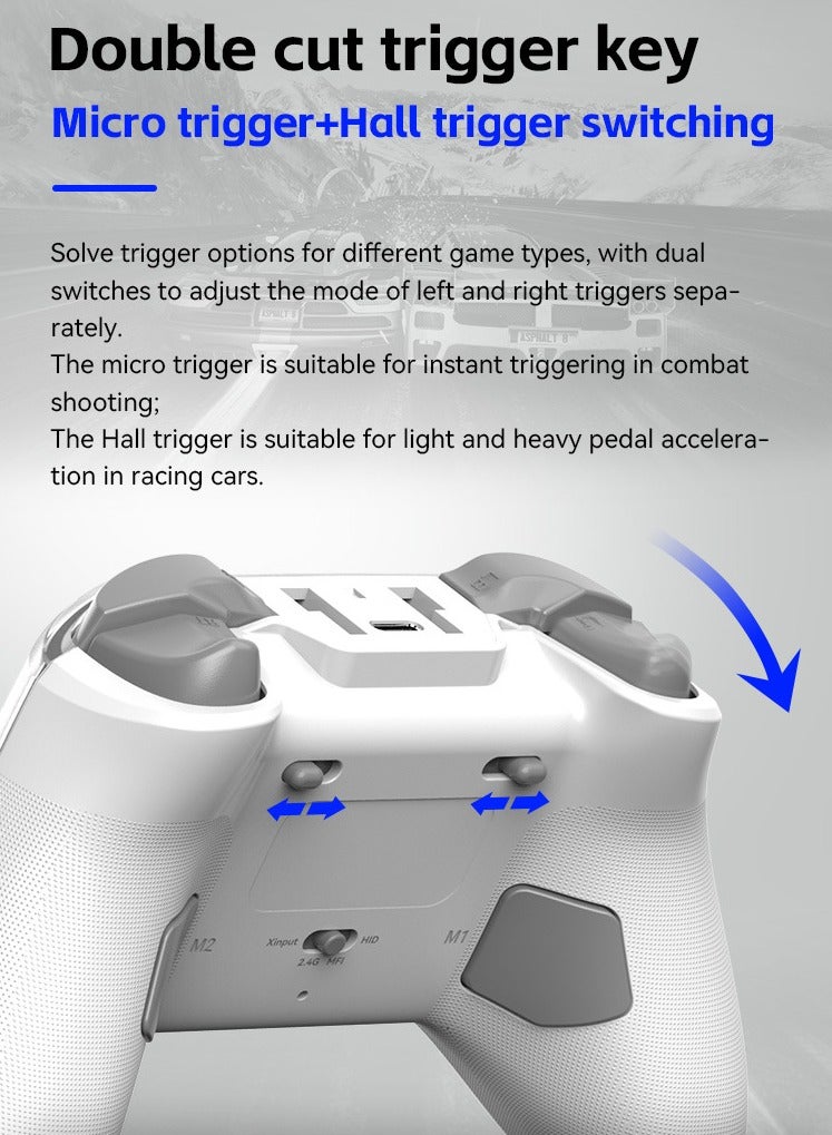 MingPin Z04 Wireless Game Controller with Charging Dock – Multi-Platform Support (Apple, Android, PC, TV), Hall Joystick, Dual-Trigger Switch, Magnetic Cover, Macro Programming, 6-Axis Gyroscope, and Turbo Mode（Black） - Image 4