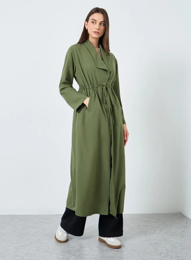 Take Two Take Two Women Solid Trench Coat Kimono with Roll-Up Sleeve