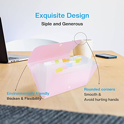 REEMTOO Receipt Organizer, Coupon Organizer, Folder Organizer Mini Organizer Wallet for Coupons, Receipts, Cash, Tax Item or Changes,7x4.5 in 13 Pockets with Tabs Check Case(Pink) - Image 4