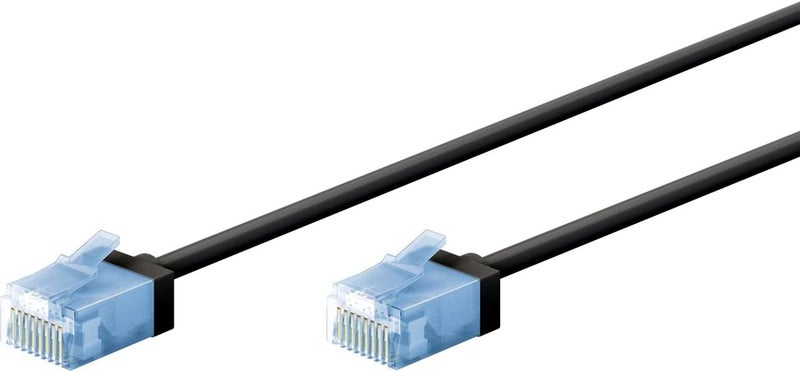 74241 CAT 6A Patch Cable Slim/Ultra Flexible RJ45 CAT 6A Network Cable U/UTP CU/Thin Ethernet Cable with Short Connectors / 10 Gbit/s LSZH, Kink Protection/Black 10 m
