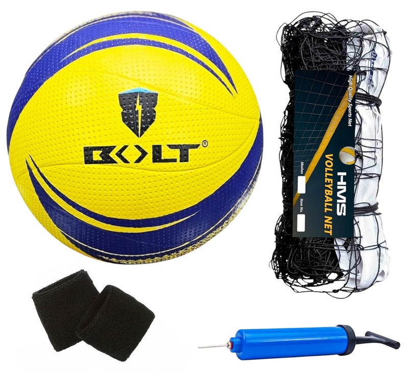 BOLT Combo Volleyball Twister with Net 360N, Pump & Wristband (Ball+Net+Pump+Wristband) - Image 1