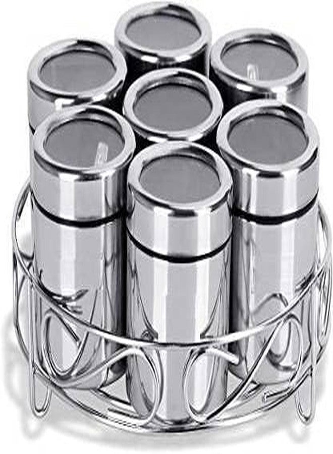 STEEPLE Stainless Steel Containers Circle Shaped Kitchen Storage Containers | Heavy Gauge Stainless Steel Container Set for Kitchen For Dry Fruits,Dal,Spices| Set of 7Pcs - Image 3