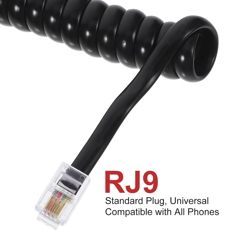 ألوان طبيعية متنوعة سلك هاتف حلزوني من SHOWERORO مع موصلات Rj9 4P4C، بطول 2 متر، أسود، لكابل تمديد مستقبل الهاتف الأرضي للمكتب المنزلي مظهر يلائم كل مكان - Image 3