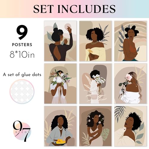 97 Decor Black Woman Wall Art Black Girl Wall Decor Black Women Posters African American Art Paintings Abstract African Pictures Black Girls Prints for Home Bedroom Decorations 8x10 UNFRAMED - Image 3
