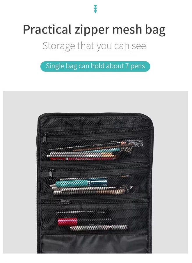 Optico Black Makeup Bag, Double Layer Travel Cosmetic Case, Professional Nail Organizer Case. Portable Artist Storage Bag with Adjustable Dividers for Nail Tools Jewelry Toiletry Jewelry Makeup Brushes Skin  - Image 5