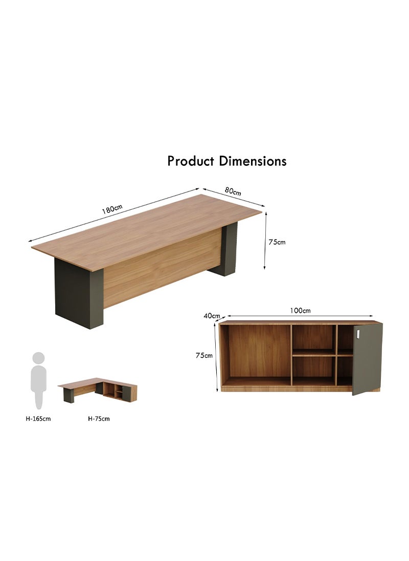 Mahmayi Mahmayi Natural Dijon Walnut-Lava Grey ED4-LSNDW-LG Executive Desk 180 cm  - Image 5