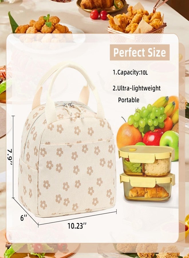 LEDAOU Lunch Box for Women Insulated Lunch Bag Corduroy Lunch Tote Bags Leakproof Cooler Lunch Case for Travel Work Picnic - Image 4