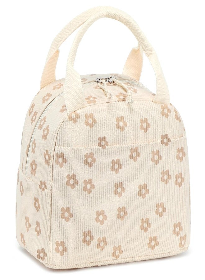 LEDAOU Lunch Box for Women Insulated Lunch Bag Corduroy Lunch Tote Bags Leakproof Cooler Lunch Case for Travel Work Picnic - Image 1