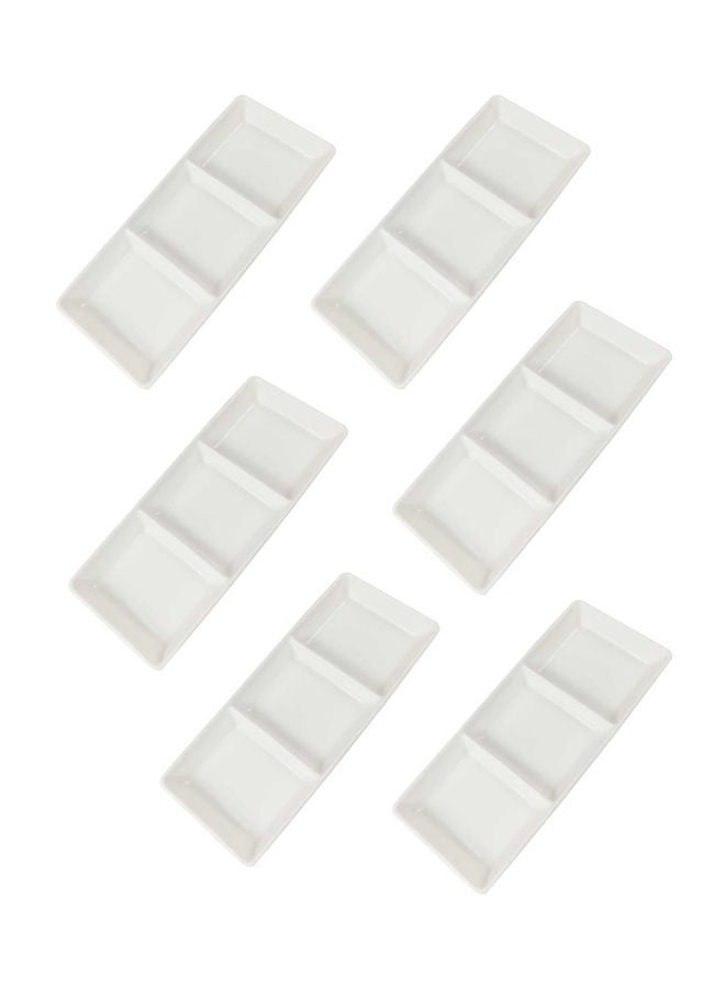 REEM 6-Piece Porcelain Section Plate Set White Medium - Image 2