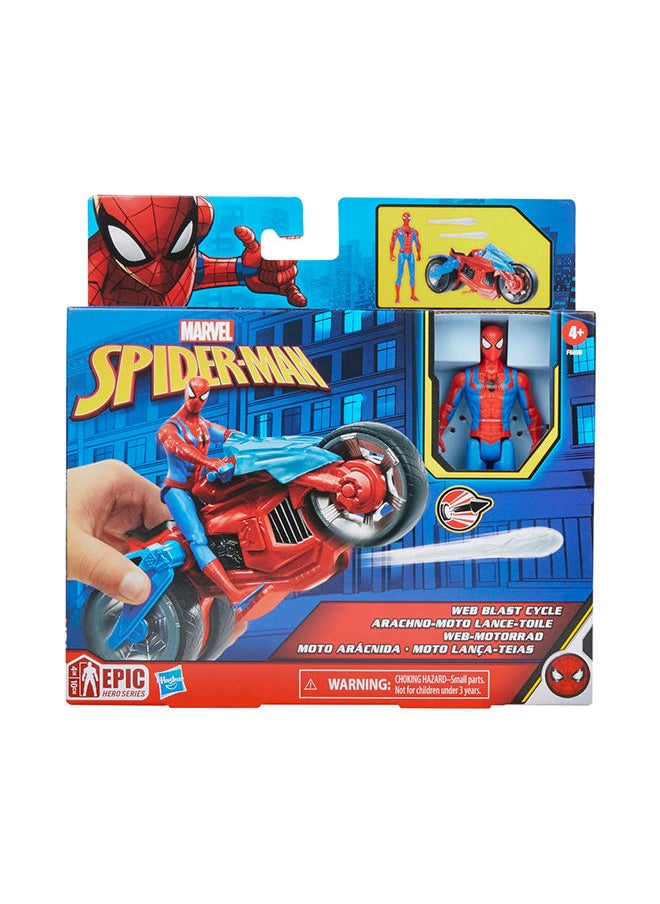 Spider-Man - Marvel Spider-Man Web Blast Cycle 4-Inch Action Figure With Vehicle And 2 Web Projectiles Kids Playset For Ages 4 And Up - Image 1