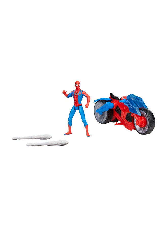 Spider-Man - Marvel Spider-Man Web Blast Cycle 4-Inch Action Figure With Vehicle And 2 Web Projectiles Kids Playset For Ages 4 And Up - Image 1