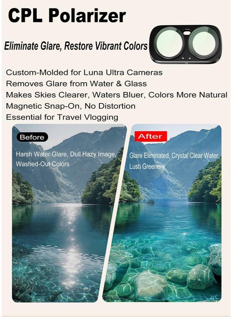 CYNOVA For Luna Ultra Filters Kit for Insta360 Luna Ultra Accessories, 3-Piece | Include Adjustable CPL, Anti-light pollution whitening filter, Black Mist 1/4, Magnetic Quick-Release Lens Filter Set - Image 4