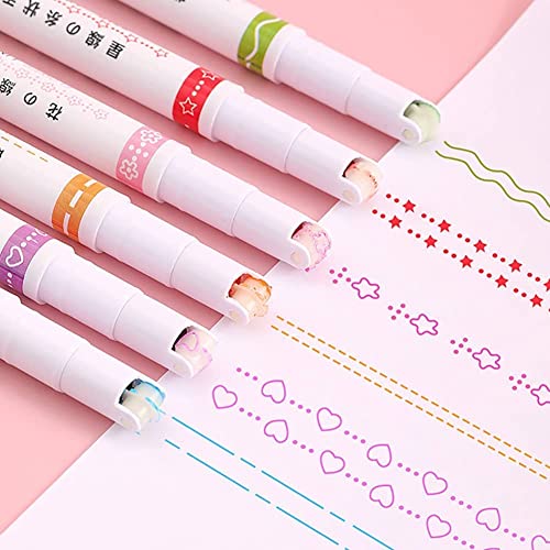 OANGO Linear Roller Color Pens Highlighters With 6 Different Curve Shapes Designer Roller Curve Highlighter Pens For Study Highlighter Pens,Green - Image 1