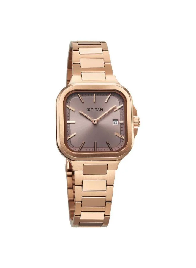 تيتان Women Analog Display Watch With Rose Gold Stainless Steel Strap - 95291WM01