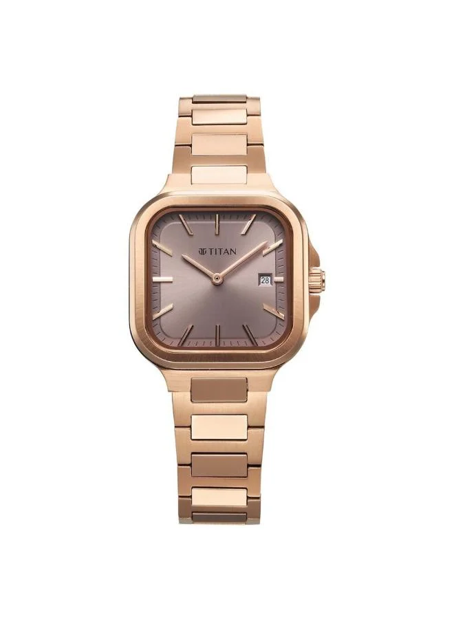 تيتان Women Analog Display Watch With Rose Gold Stainless Steel Strap - 95291WM01